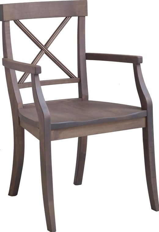 Urban Collections by Yutzy Woodworking Cross Trestle Wormy Maple La Croix Arm Dining Chair-0