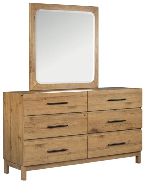 Magnussen Home® Davenport Rustic Caramel Double Drawer Dresser with Portrait Mirror-0