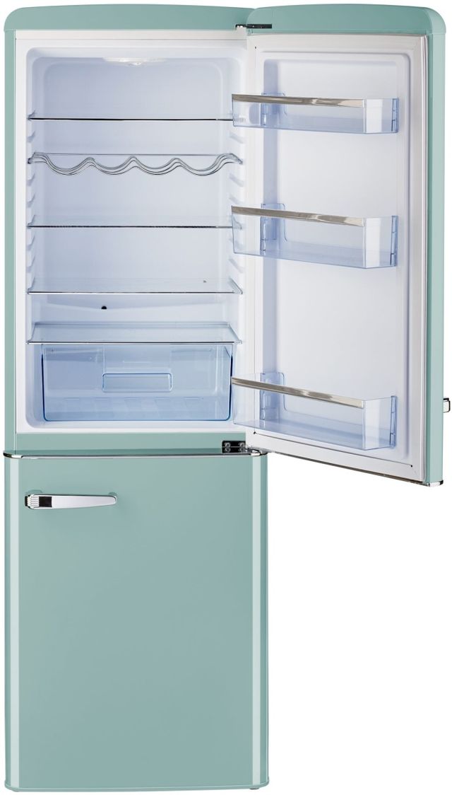Unique® Appliances Classic Retro 22" 7.0 Cu. Ft. Ocean Mist Turquoise Counter Depth Bottom Freezer Refrigerator-3