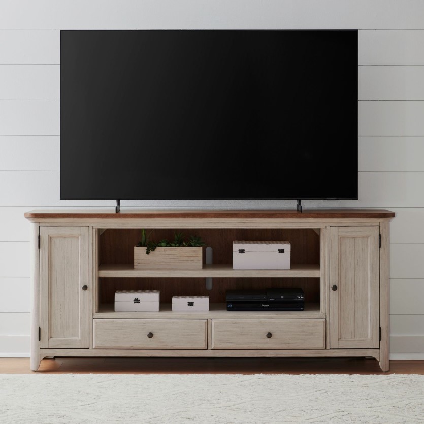 Liberty Furniture Farmhouse Reimagined Antique White/Chestnut 80