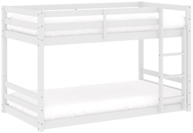 HH2 Home Campbell White Twin Floor Bunk Bed with Ladder