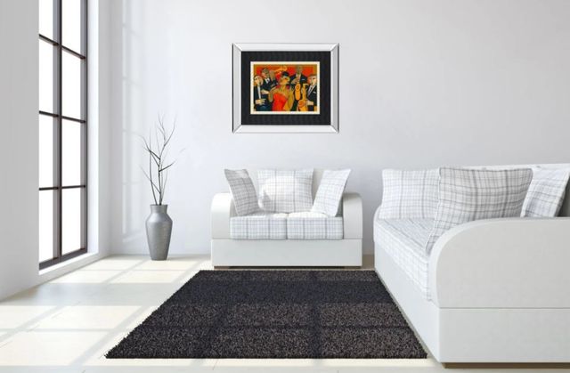 Classy Art the Diva and Her Horn Section by Marsha Hammel Mirror Framed Wall Art-2