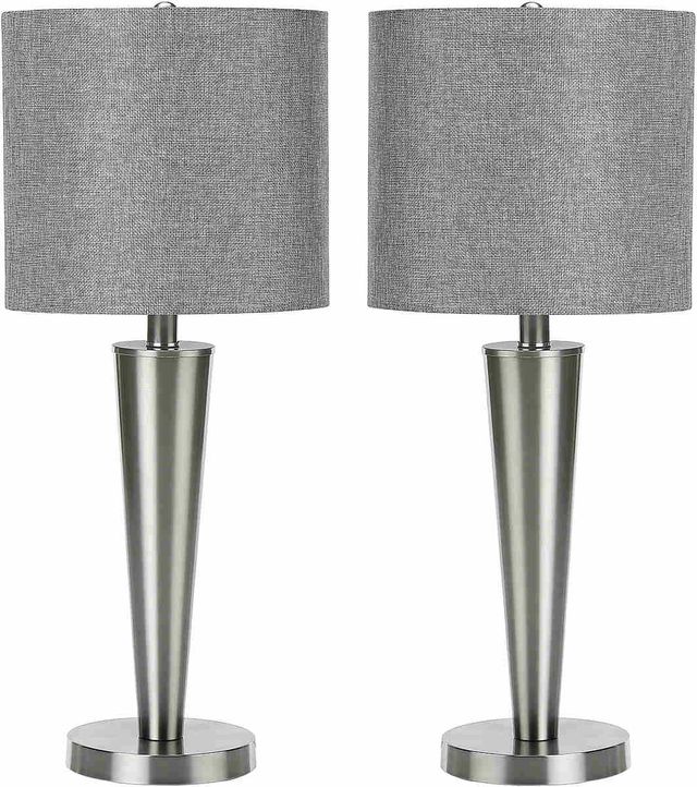 Monarch Specialties Inc. Set Of 2 24"H Silver Metal Table Lamps-0