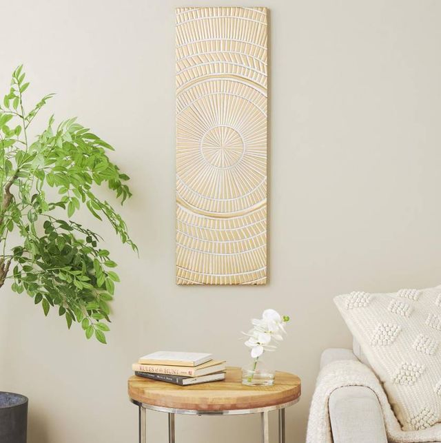 Deco Marche Gold Geometric Handmade Intricately Carved Radial Wall Decor-3
