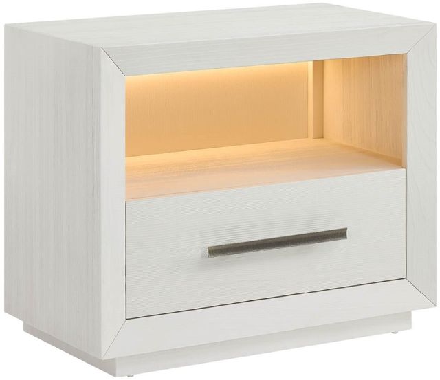 Universal Explore Home™ Oasis White Sandblasted Quartered Pine 34" Shoreline Nightstand-3