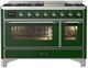 Ilve® Majestic III 48" Emerald Green Pro Style Dual Fuel Liquid Propane Range with Triple Glass Door and Chrome Trim-0