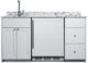 Summit® Turnkey Caldera 63" White Kitchenette with 5 Cu. Ft. Built-In Under the Counter Refrigerator, Induction Cooktop, and Stainless Steel Sink with Faucet-0