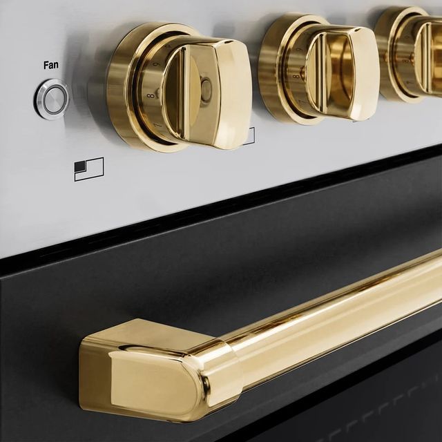 ZLINE Autograph Edition Paramount 36" Stainless Steel Pro Style Induction Range with Black Matte Door and Polished Gold Accents-3