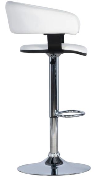 Powell® Devan Chrome/White Adjustable Barrel Bar Stool-4