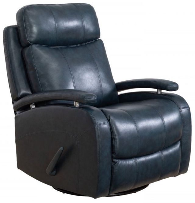 BarcaLounger® Duffy Ryegate Sapphire Blue Leather Manual Swivel Glider Recliner-0