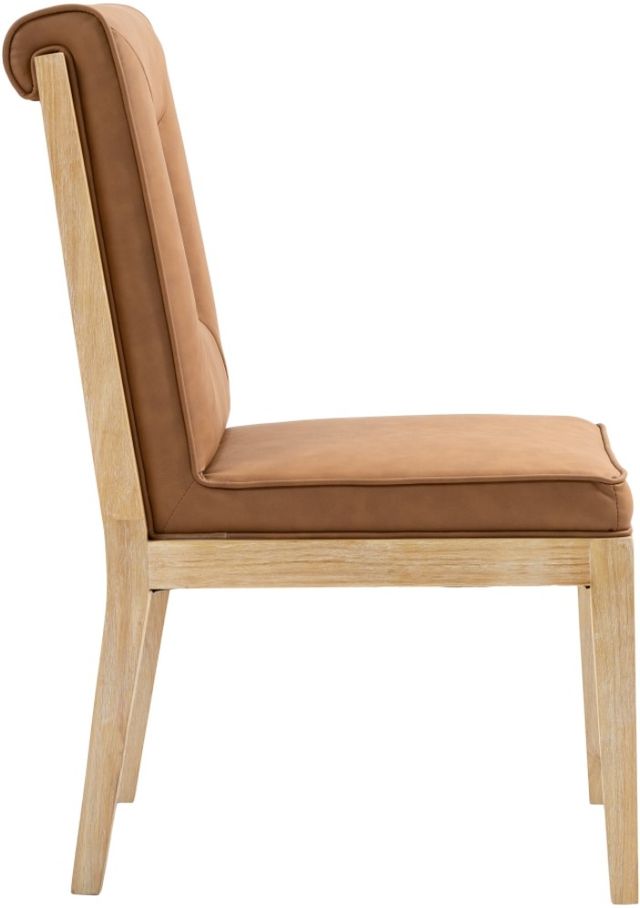 Meridian Furniture Gwendolyn Cognac/Natural Vegan Leather Dining Side Chair-2