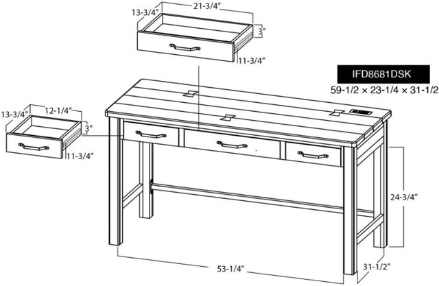 International Furniture Direct Natural Parota Brown Desk-2