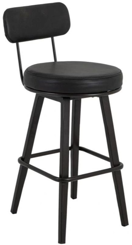 International Furniture Direct Eclipse Black/Blacksmithing Matte Black 24'' Counter Stool-0