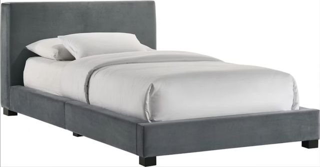Elements International Brookhaven Gray Twin Upholstered Panel Bed-0