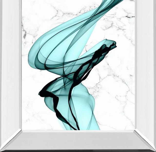 Classy Art Teal Ribbons II by Irena Orlov Mirror Framed Wall Art-1