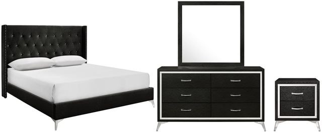 New Classic® Home Furnishings Huxley 4-Piece Black King Panel Bedroom Set-0