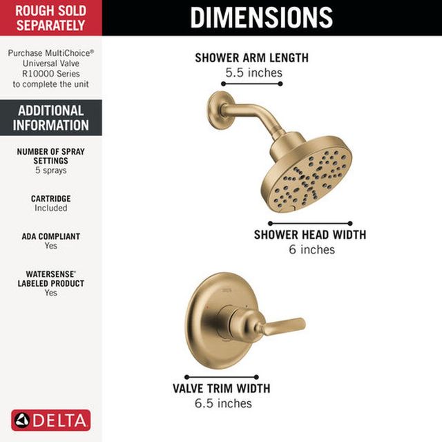 Delta Bonacci™ 14 Series Lumicoat® Champagne Bronze Shower Trim-3
