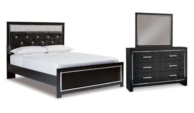 Signature Design by Ashley® Kaydell 3-Piece Black Queen Upholstered Panel Bedroom Set-0