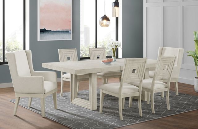 Elements International Avalanche Antique White Dining Arm Chair-1