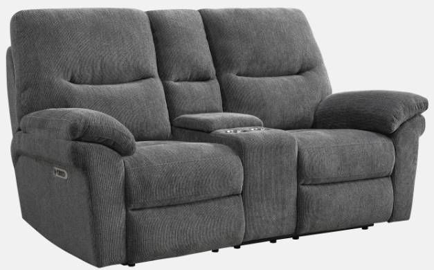 Parker House® Bryant Ruffles Coal Power Loveseat-0