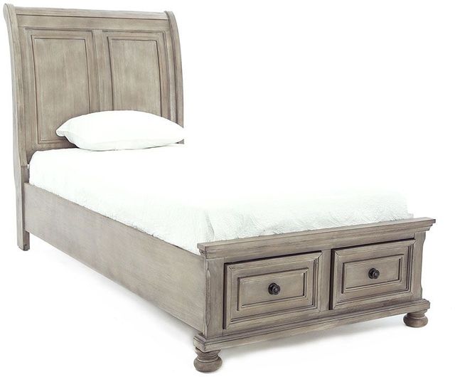 New Classic® Home Furnishings Allegra Pewter Youth Twin Sleigh Storage Bed-0