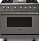 Viking® 5 Series 36" Damascus Gray Pro Style Dual Fuel (LP) Range with Brushed Brass Trim-0