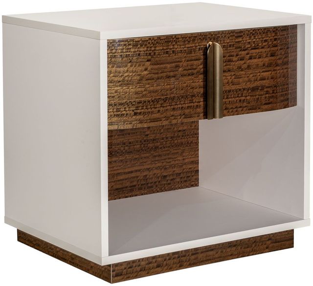 Michael Amini® Pavira Taupe/Walnut 1-Drawer Nightstand-0