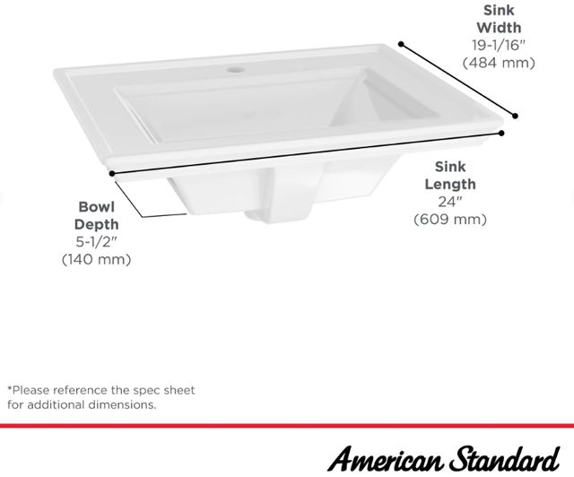American Standard Town Square® S White Drop-In Sink with Center Hole Only-2