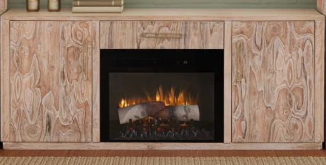International Furniture Direct Balam White TV Stand with Fireplace-0