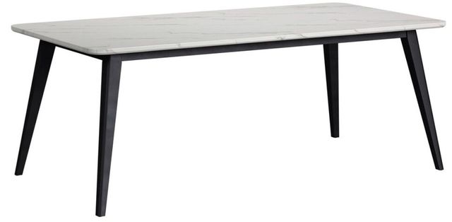 Elements International Marlene White Dining Table with Black Base-0