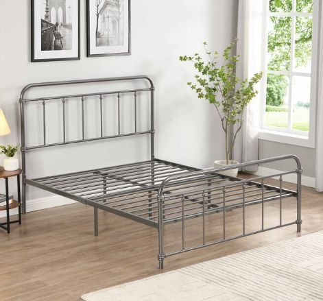 Milton Greens Stars Dark Gray Full Metal Farmhouse Classic Platform Bed-3