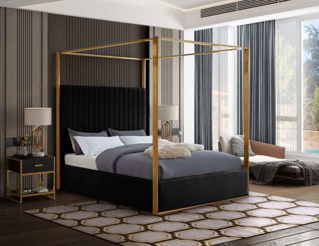 Meridian Furniture Jones Black Queen Upholstered Canopy Bed-2