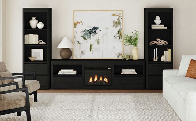 Elements International Rosalie Black 82" TV Console without Fireplace Insert-1