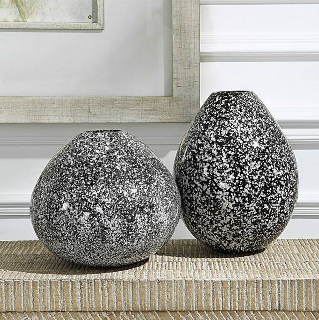 Uttermost® Cosmic 2-Piece Black/White Vase Set-1