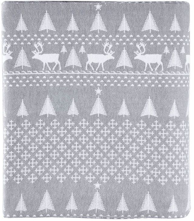 Olliix by Woolrich Grey Winter Frost Queen Flannel Cotton Sheet Set-2