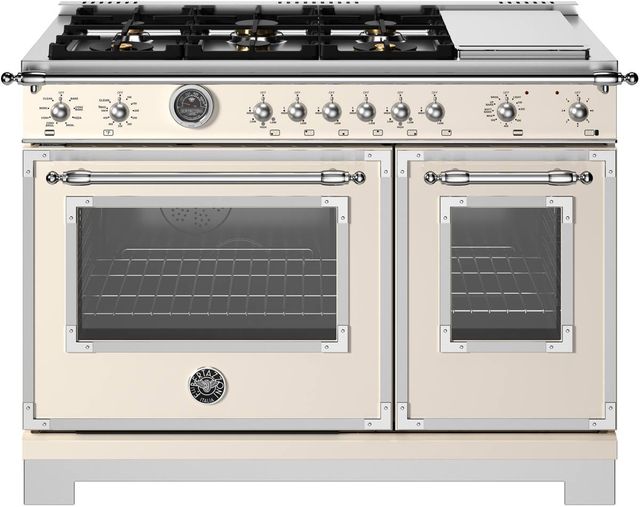 Bertazzoni Heritage Series 48" Ivory Pro Style Dual Fuel Range-0