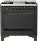 Ilve® Majestic III 36" Graphite Matte Pro Style Dual Fuel Natural Gas Range with Solid Door and Burnished Trim-0