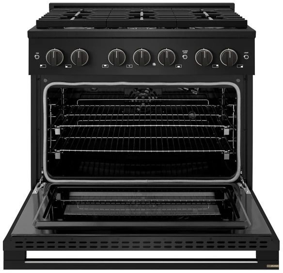 ZLINE Marino 36" Black Stainless Steel Pro Style Gas Range with 6 Brass Burner-1