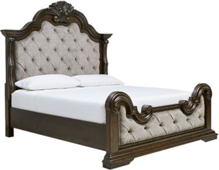 Signature Design by Ashley® Maylee Dark Brown Upholstered Queen Panel Bed