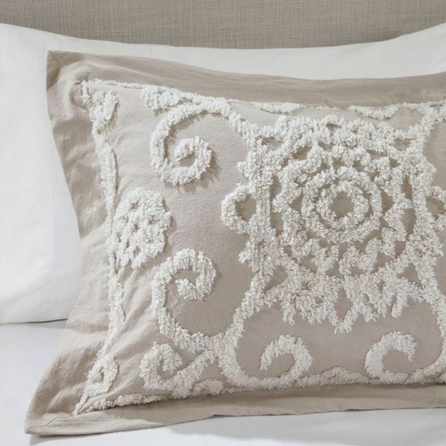 Olliix by Harbor House Taupe King Suzanna Cotton Comforter Mini Set-3