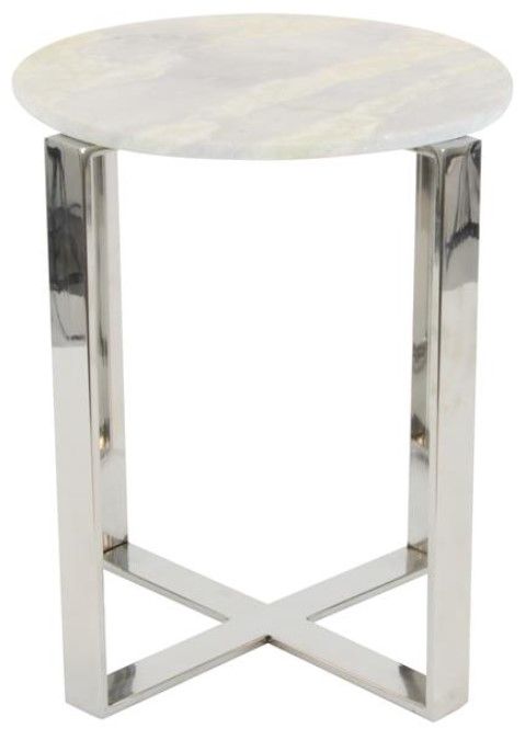 Deco Marche White Side Table with Silver Base-1