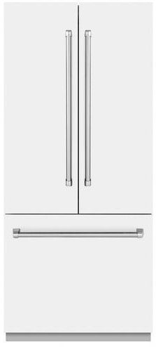 ZLINE 36 in. 19.6 Cu. Ft. White Matte Built In French Door Refrigerator with Graphite Gray Interior