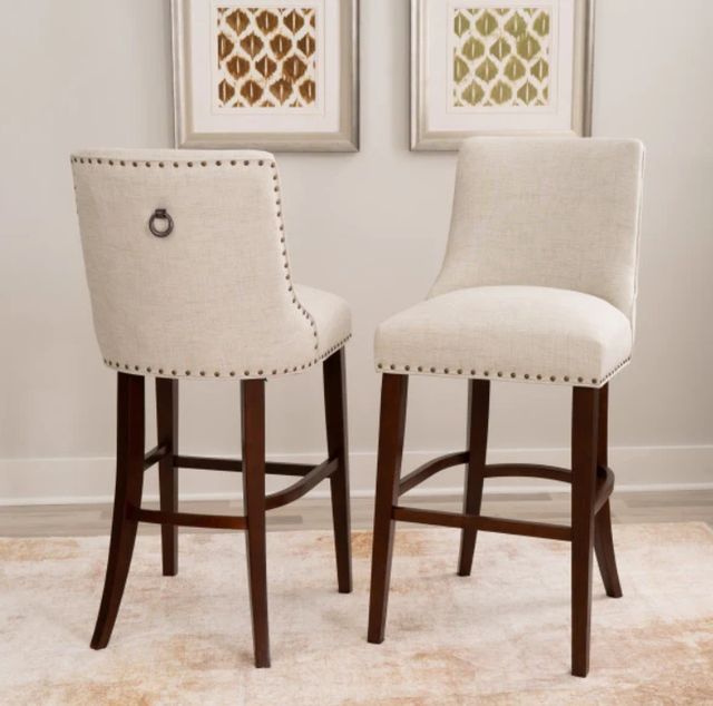 Powell® Auden Beige/Natural Espresso Bar Stool-1