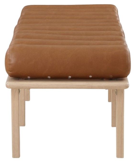Meridian Furniture Landon Cognac/Natural Vegan Leather Bench-2