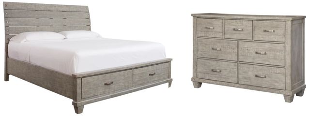 Benchcraft® Naydell 4-Piece Rustic Gray California King Panel Storage Bed Set-0