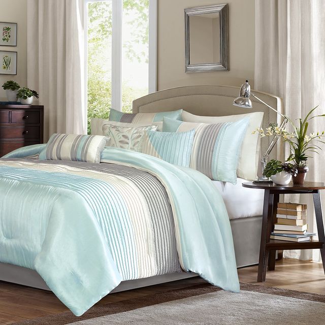 Olliix by Madison Park 7 Piece Aqua King Amherst Comforter Set-0