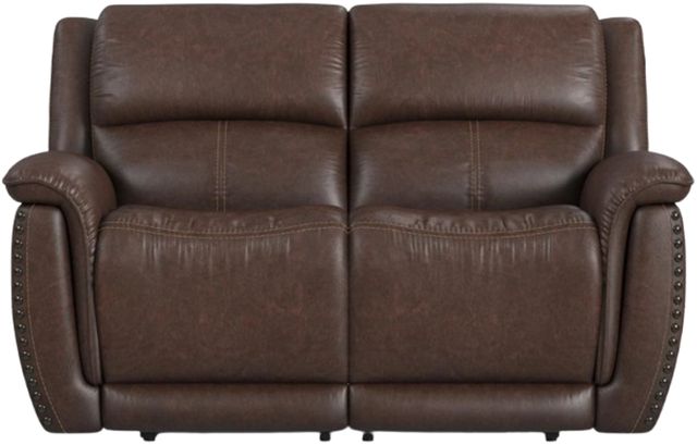 Flexsteel® Beau Dark Sable Brown Power Reclining Loveseat with Power Headrests-2