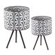 A & B Home 2-Piece Grey Planters on Stand Set-0