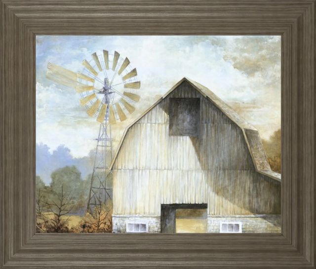 Classy Art Beige/Brown Barn Country By White Ladder Wall Art-1