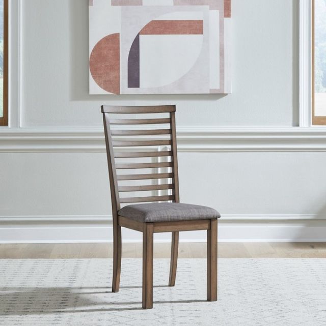 Liberty Furniture Brook Bay Gray/Sandstone Upholstered Ladder Back Side Chair-1